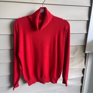 Tous Les Tricots 100% Cashmere Medium Turtleneck Sweater Red Christmas Carrier